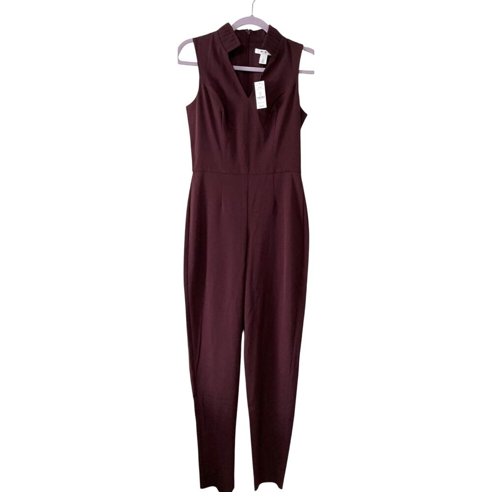 WHBM Burgundy Zip-Up Jumpsuit Women's Size 0 New W/Tags